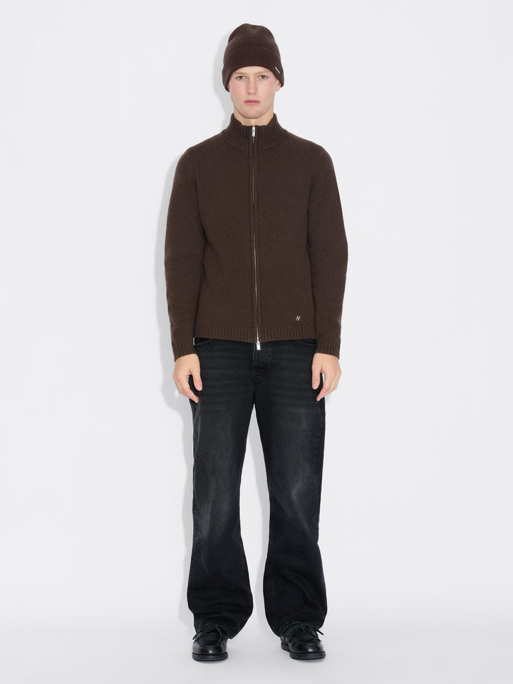 Wool zip cardigan