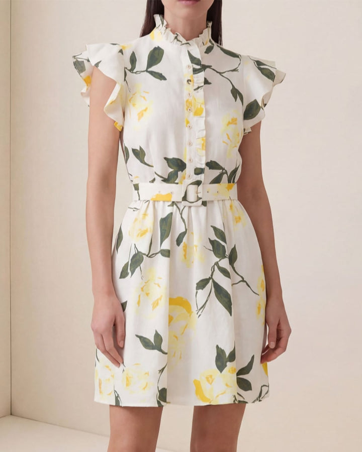 Linen ruffle dress