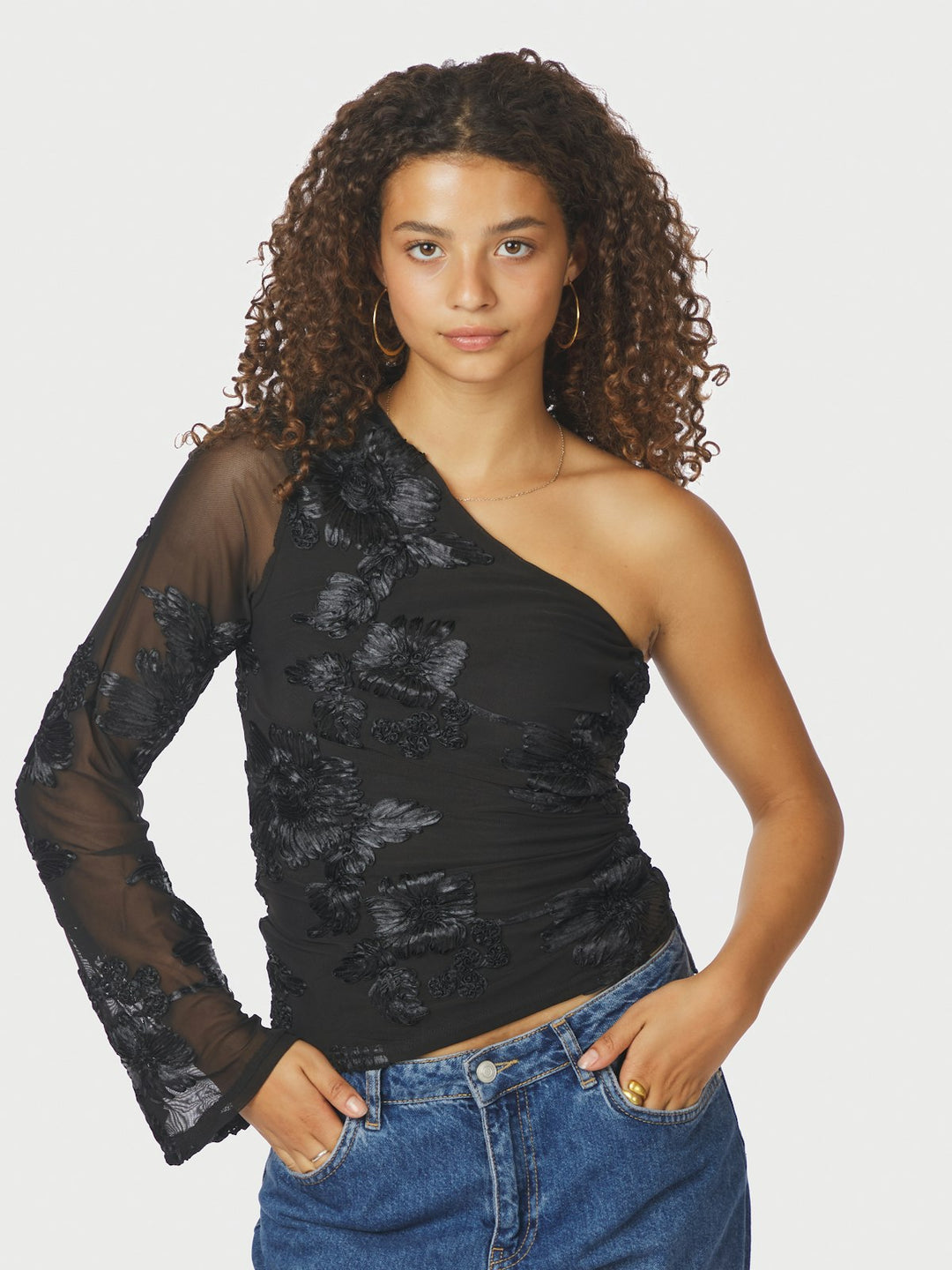 Friana Big Flower Mesh Blouse