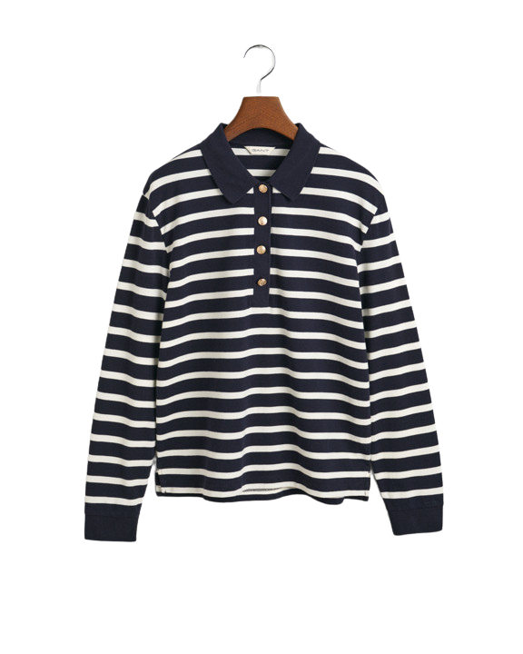 Breton Stripe LS Pique Polo