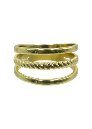 Skjerf ring m/ 3 ringer gull