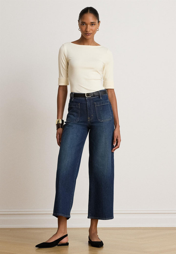 Stretch Cotton Boatneck Tee