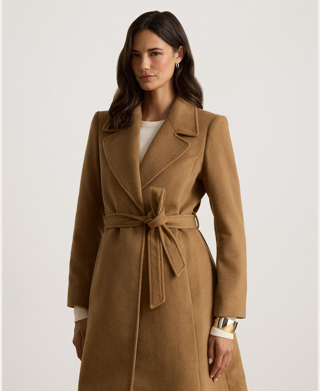 "Belted Wool-Blend Wrap Coat"