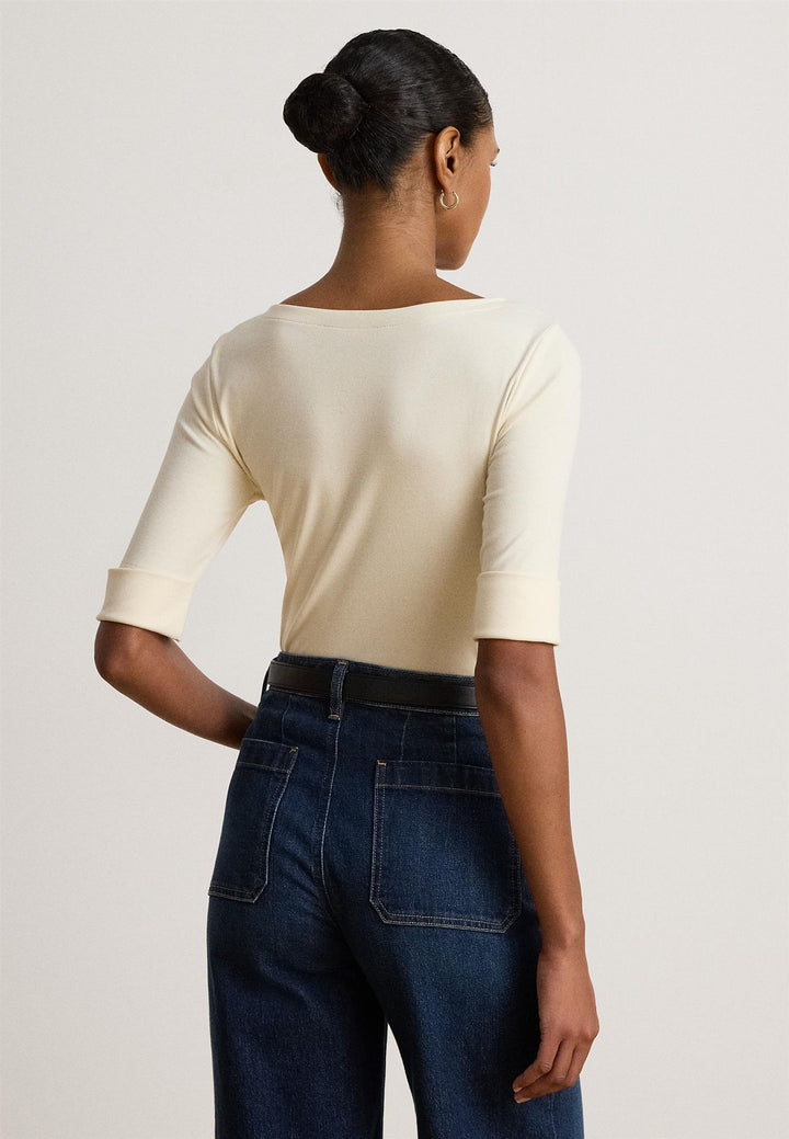 Stretch Cotton Boatneck Tee