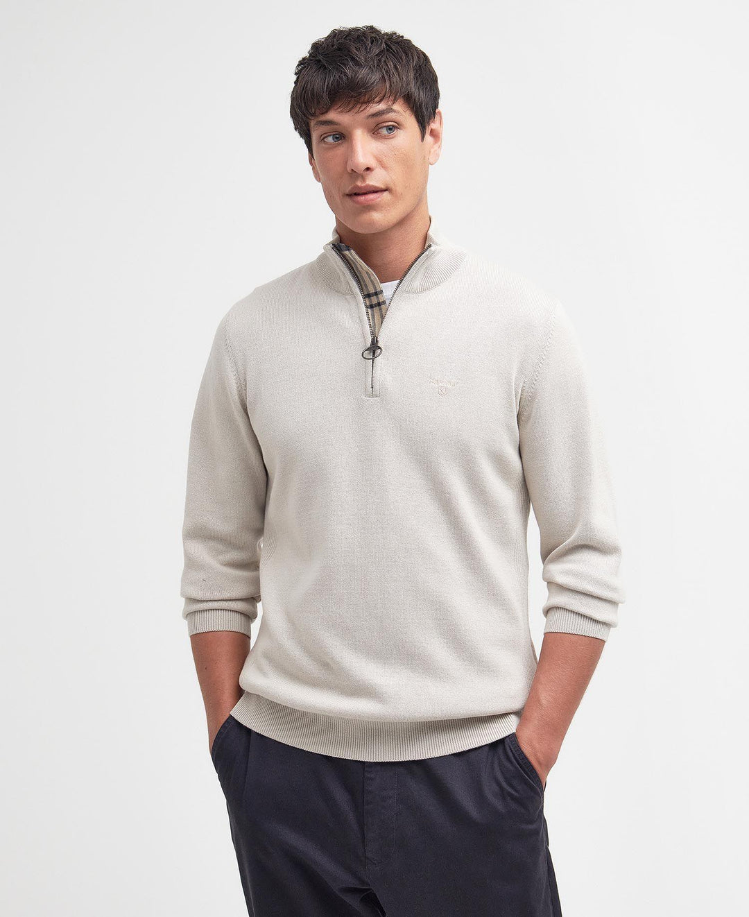 Cotton Half Zip Knitted Jumper