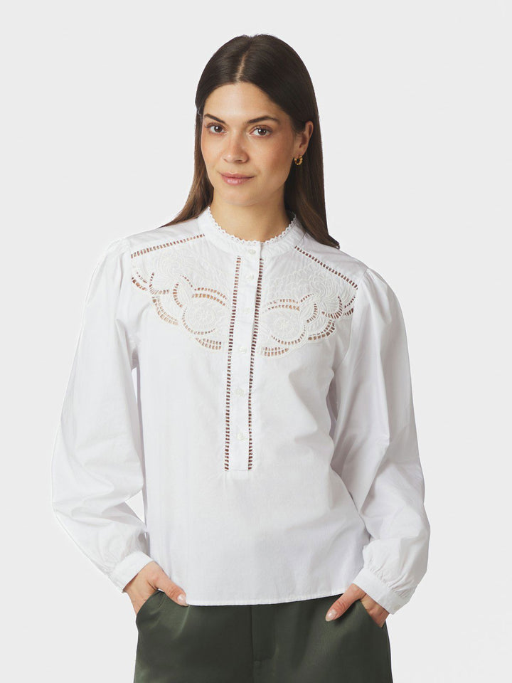 Aneliah C Poplin Emb Blouse