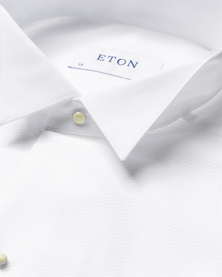 Pique Bib-Front White tie shirt