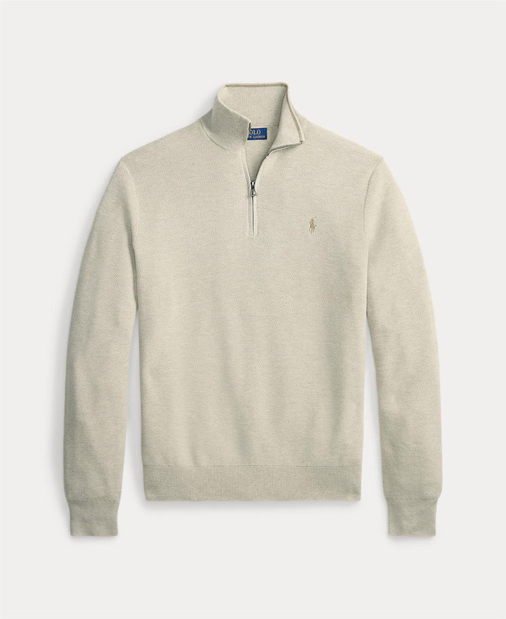 Mesh-Knit Cotton Quarter-Zip Sweater