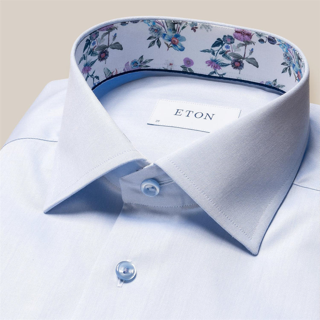 Floral Collar Signature Twill Slim Shirt