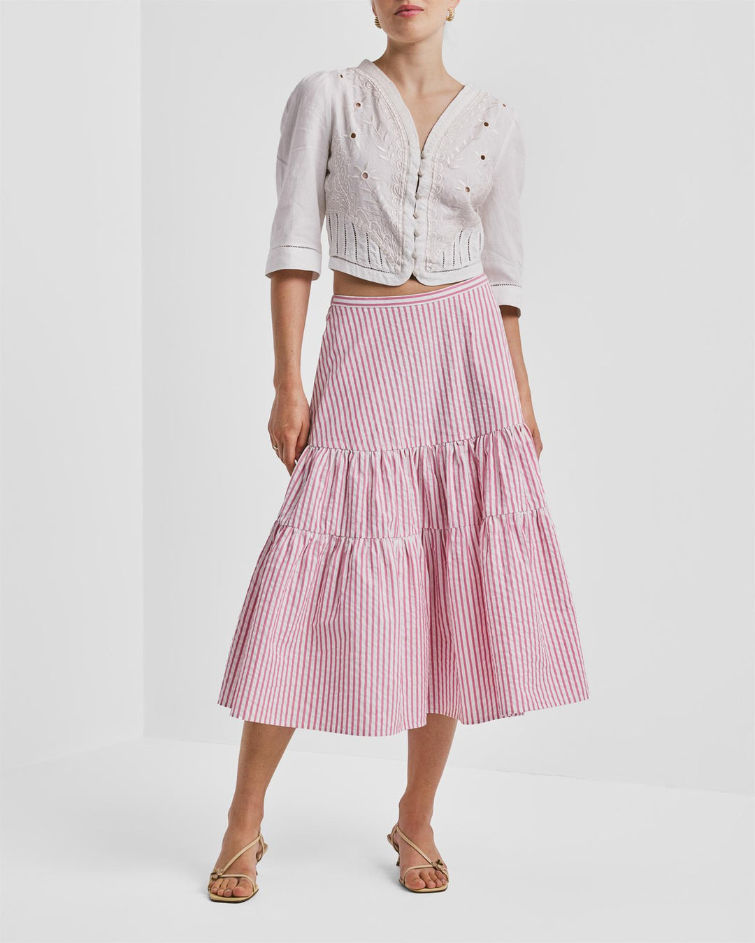 Seersucker Midi Skirt