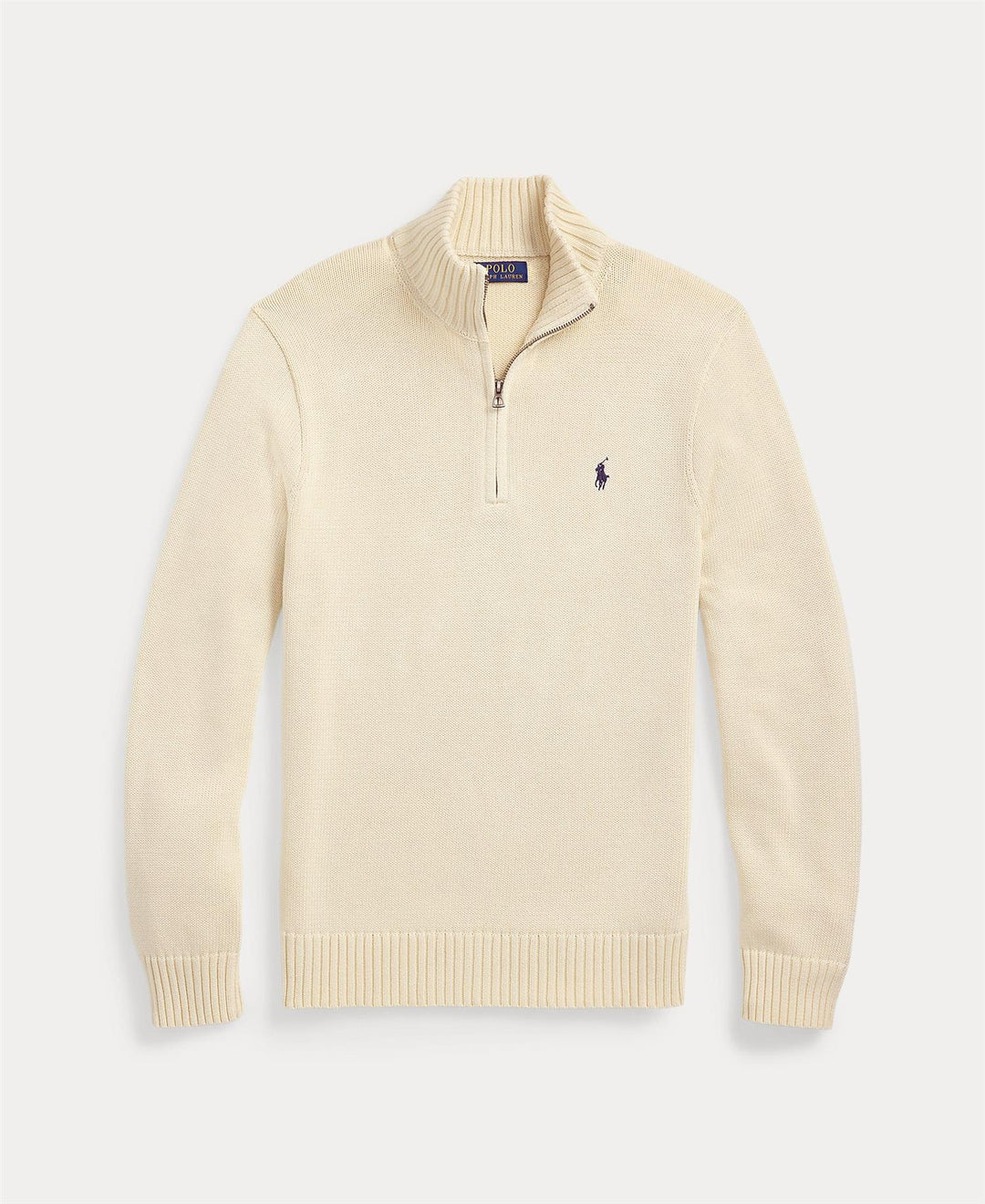 Cotton Quarter-Zip Mockneck Sweater