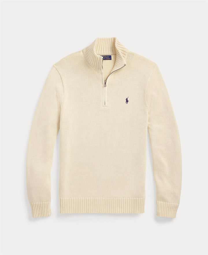 Cotton Quarter-Zip Mockneck Sweater