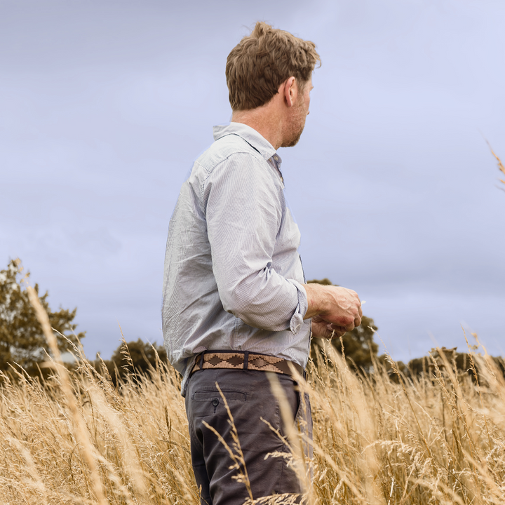 Bordado brown label belt