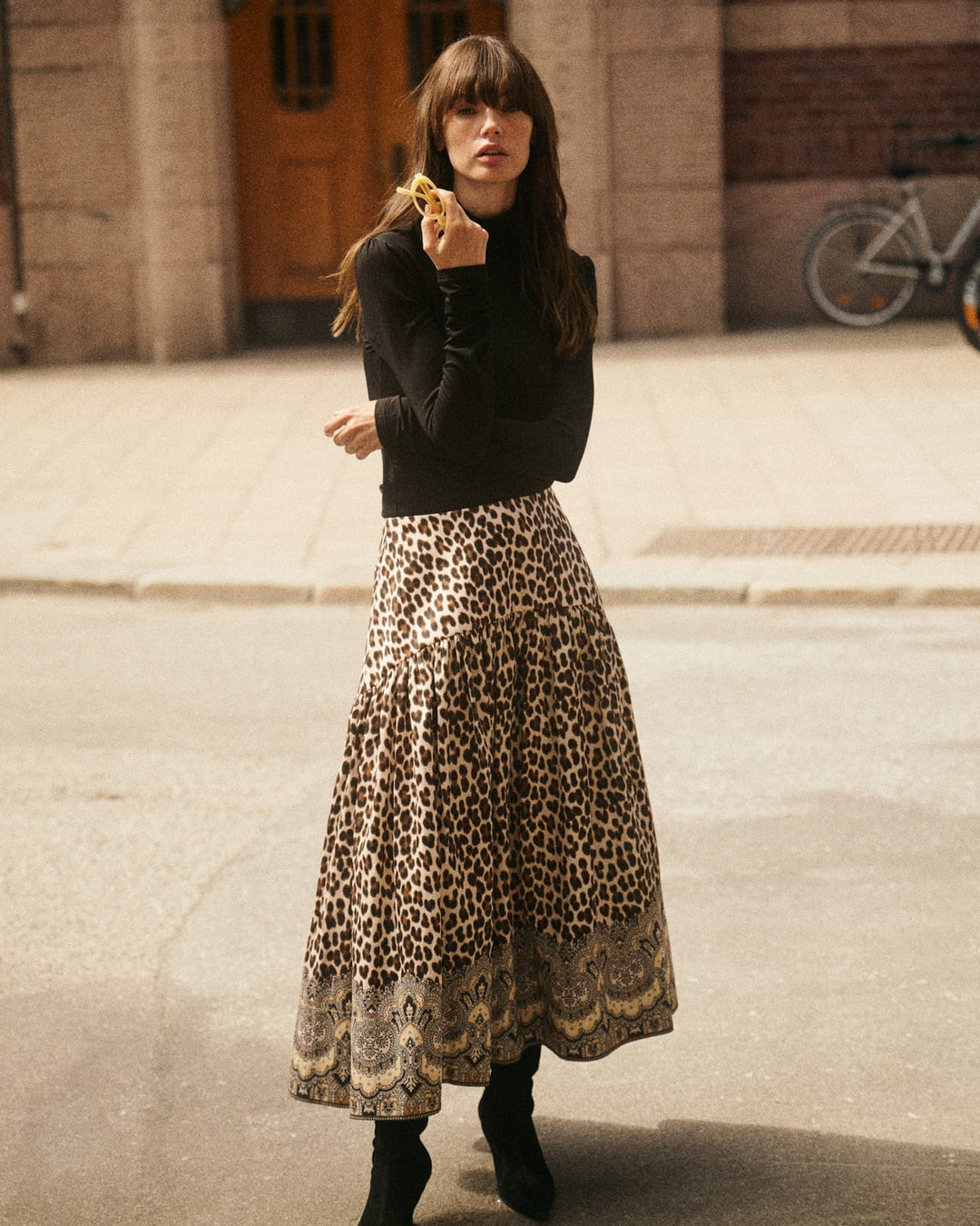 Taffeta Midi Skirt