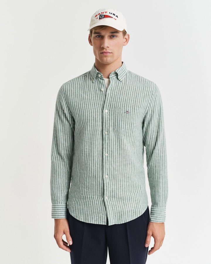 Reg Cotton Linen Stripe Shirt