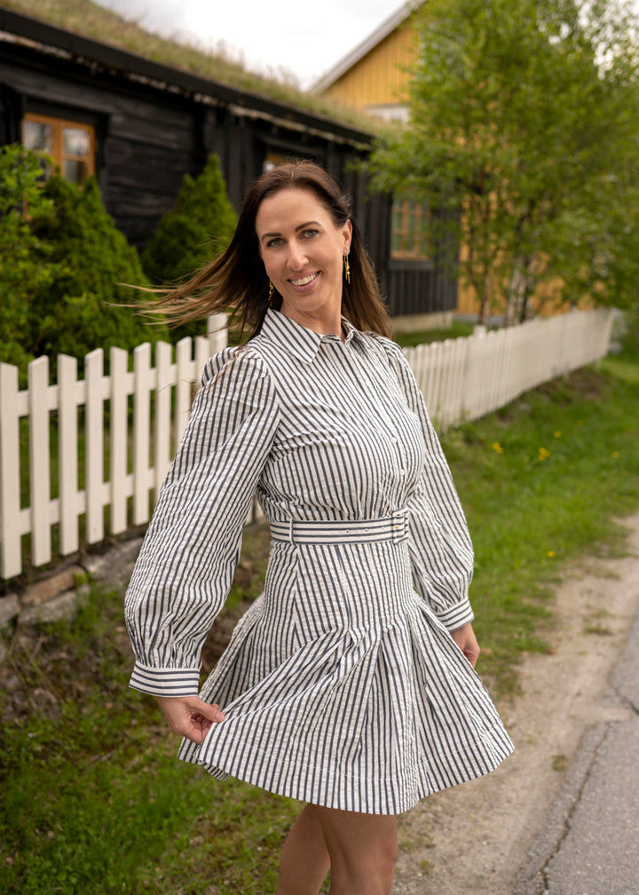 Seersucker Pleated Dress