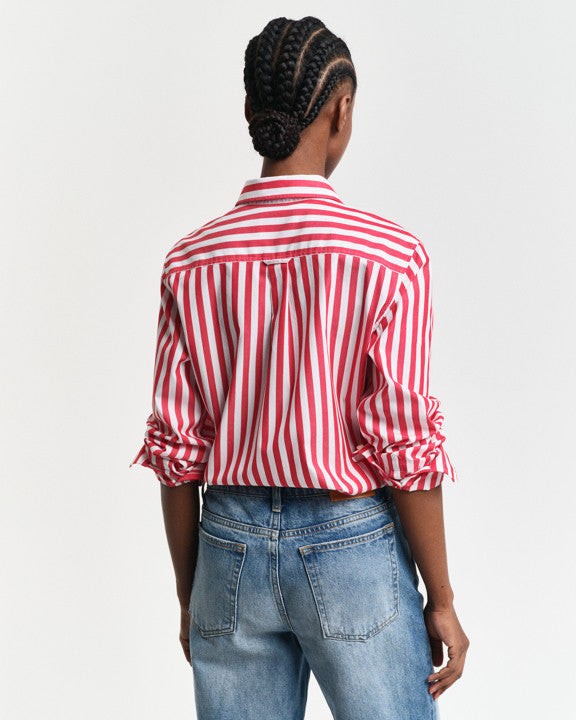 Poplin wide striped shirt