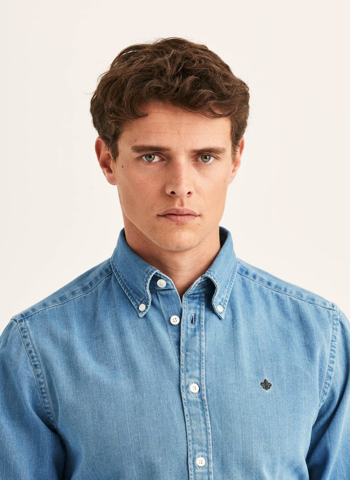 Indigo Herringbone shirt slim fit
