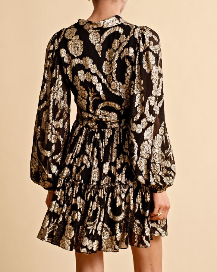 Brocade georgette shirt dress