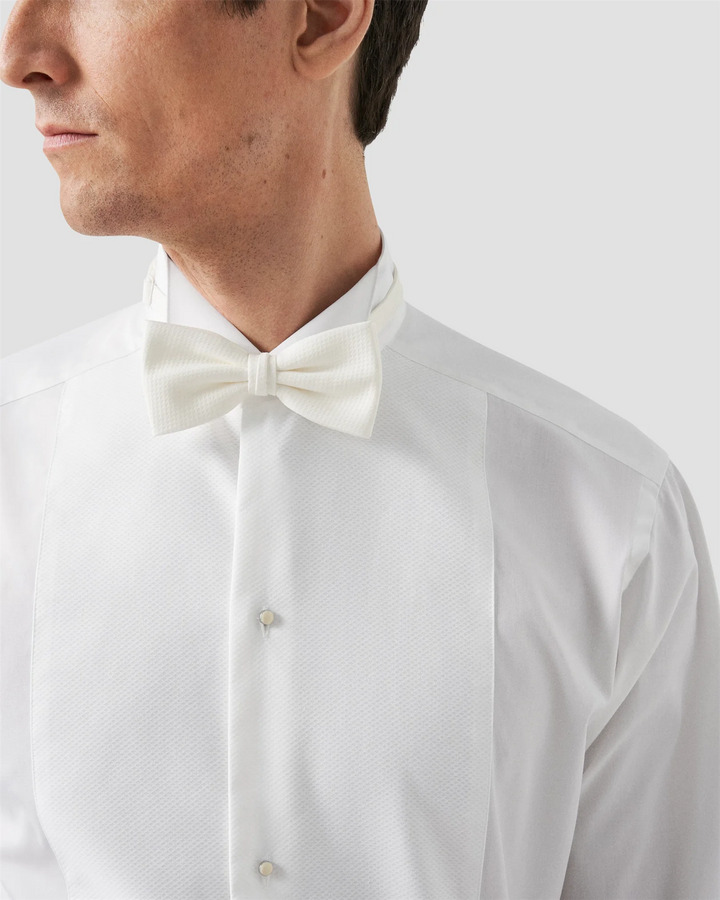 Pique Bib-Front White tie shirt