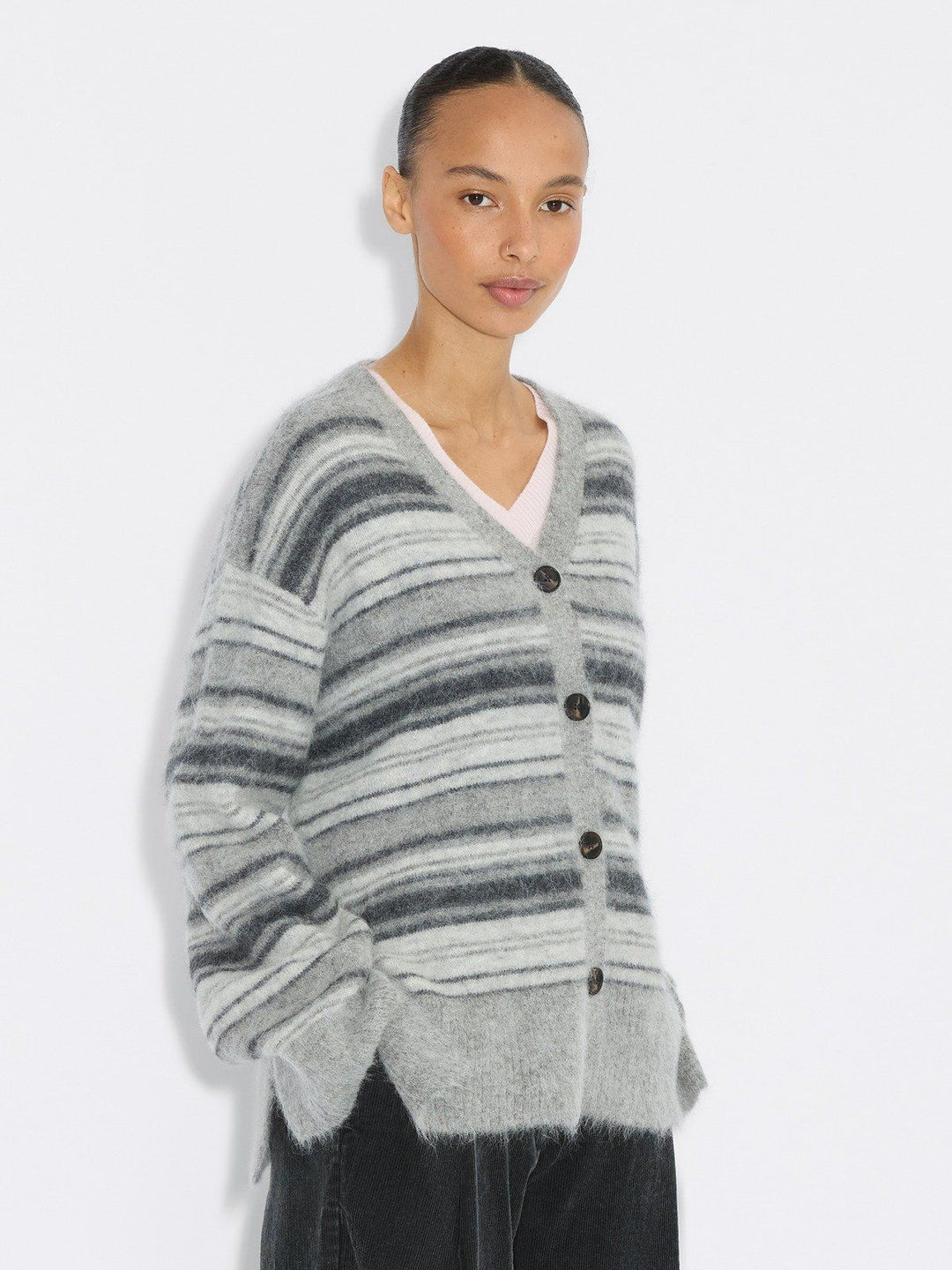 Fluffy Stripe Cardigan