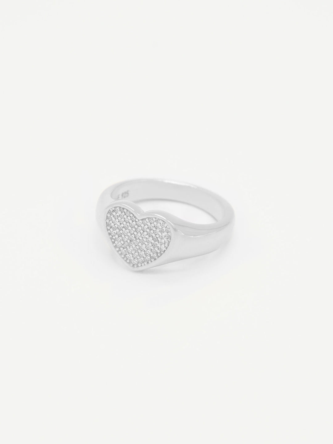 Diamond Love Signet Ring Silver