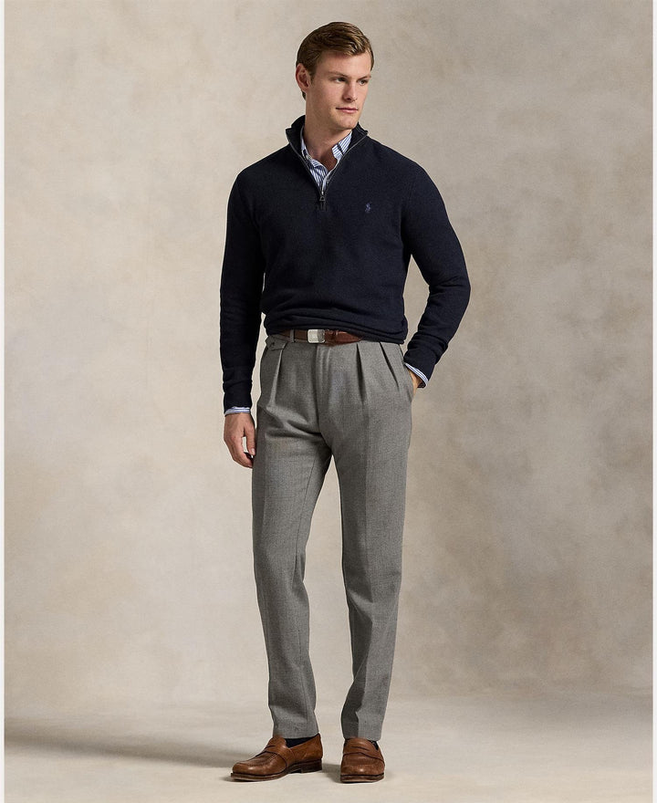 Mesh-Knit Cotton Quarter-Zip Sweater