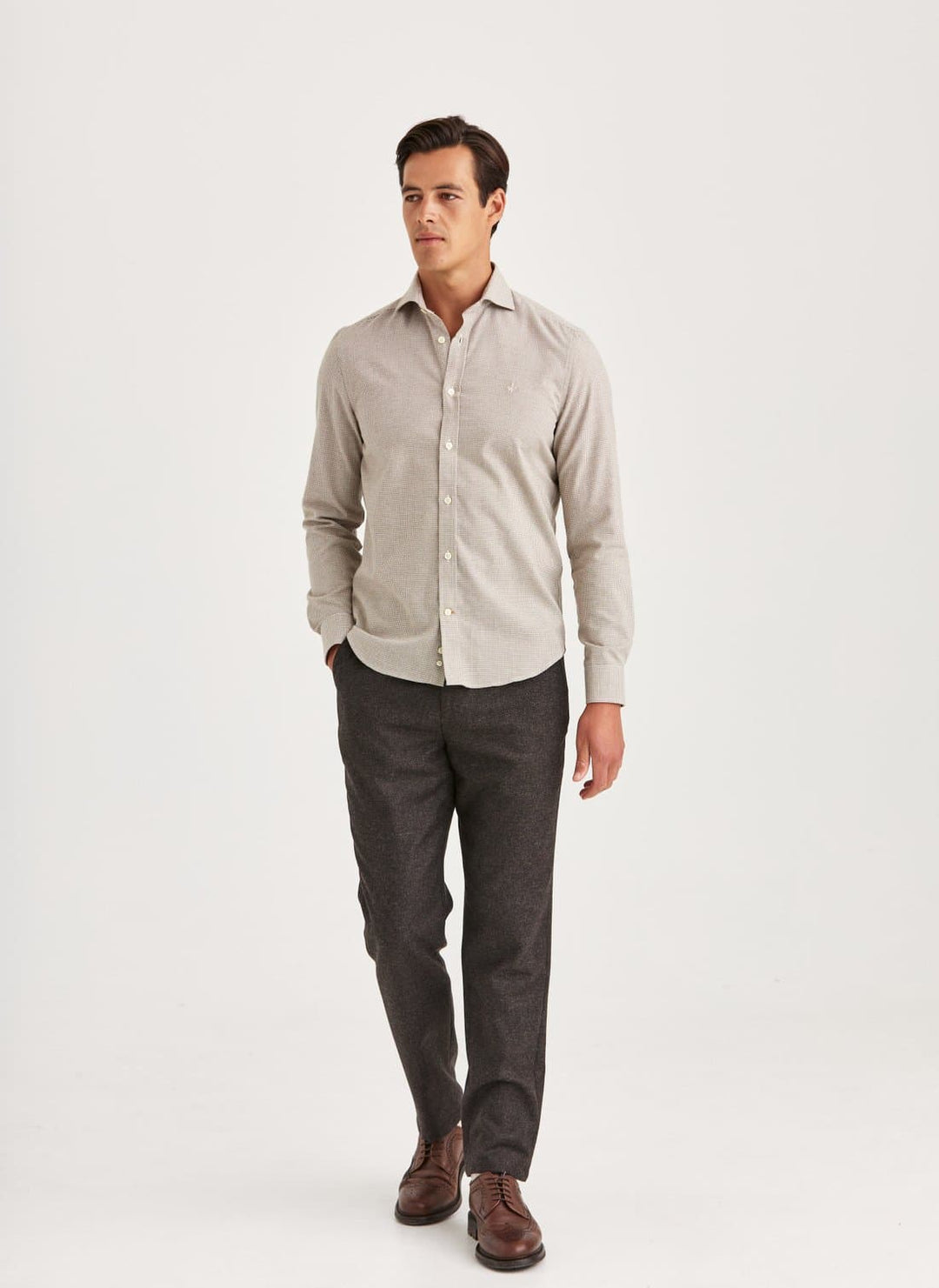Soft Twill Dogtooth Shirt slim