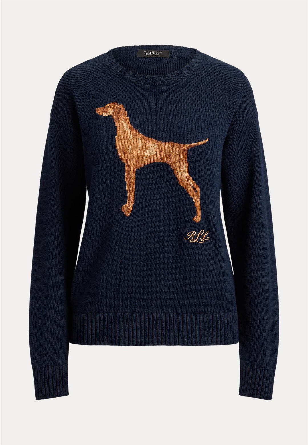 Intarsia-Knit Vizsla Cotton Sweater