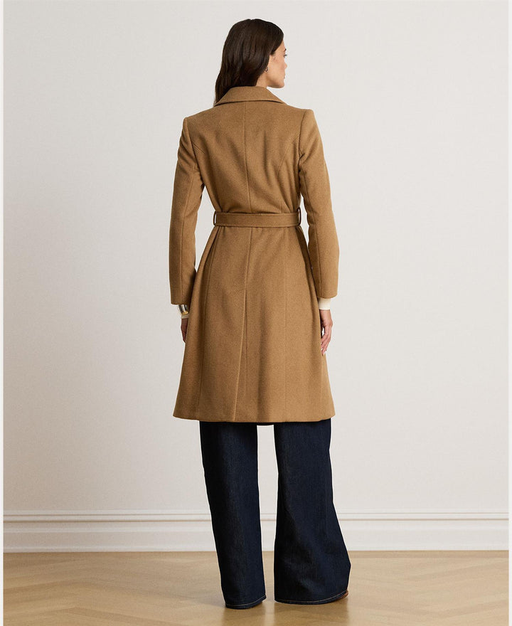"Belted Wool-Blend Wrap Coat"
