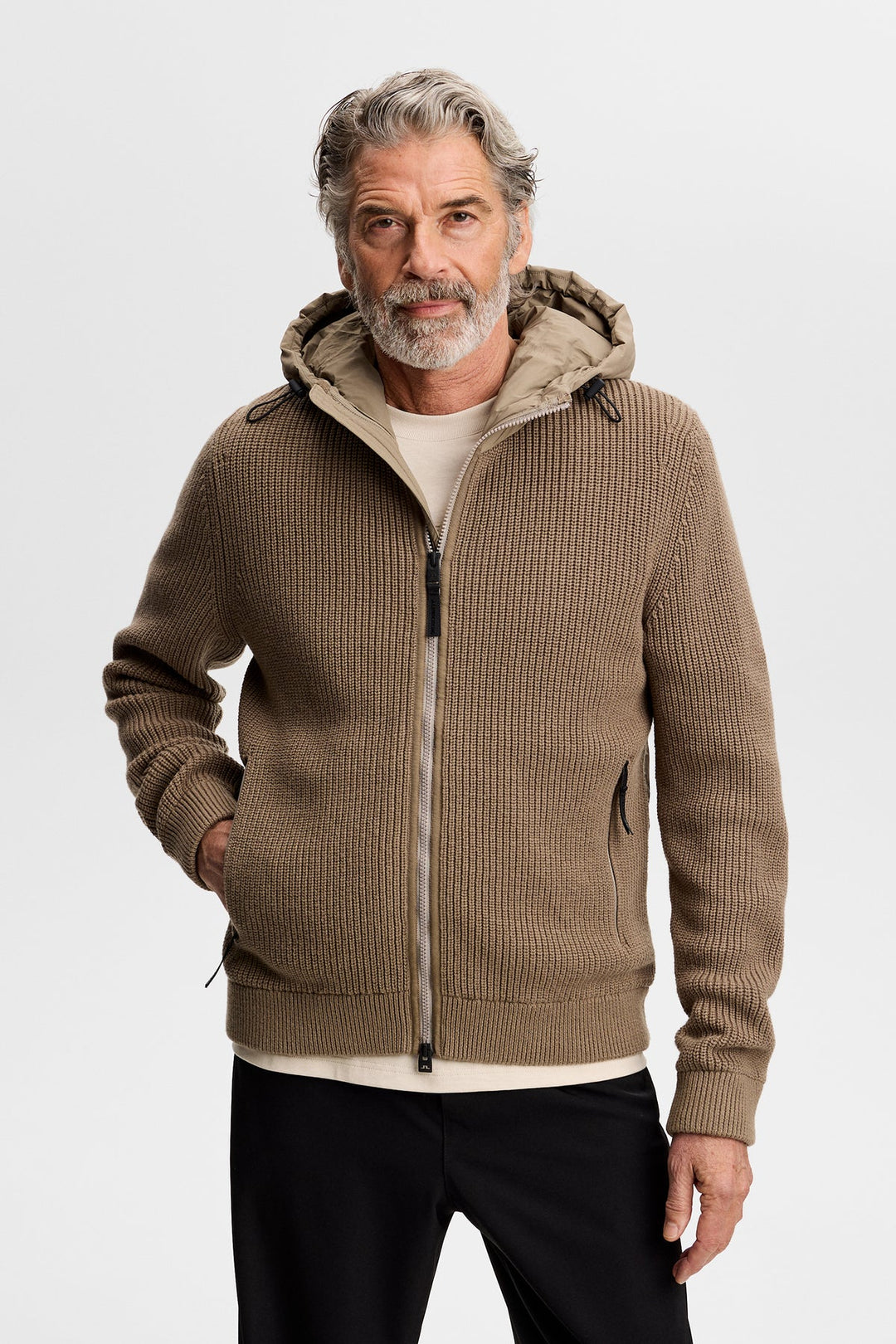 DORIN KNIT HOOD HYBRID JACKET
