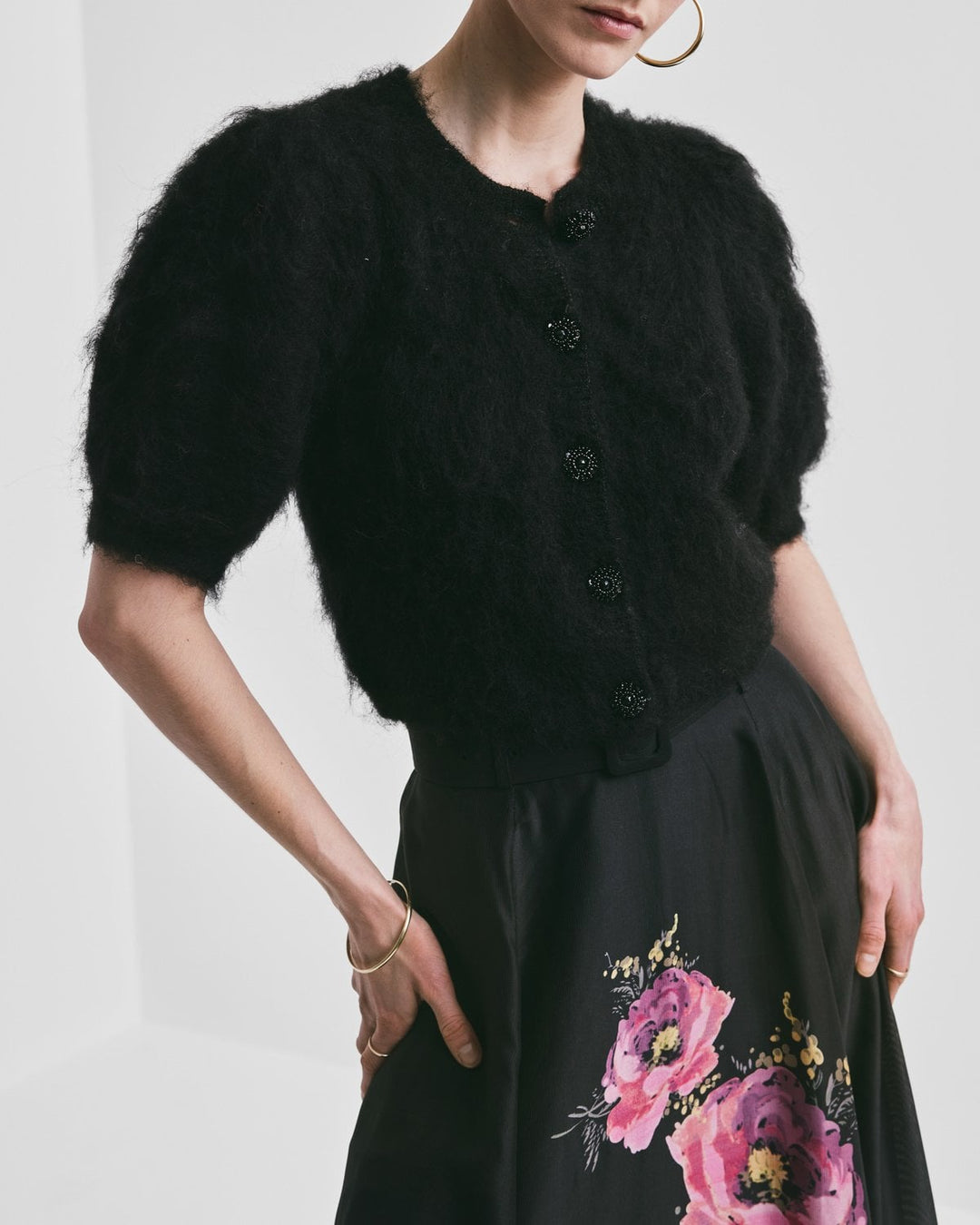 Hairy Knit Puffed Jacket